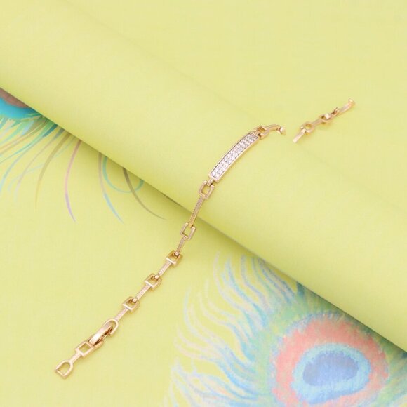 "Elegant Rose Gold Bracelet with Sparkling CZ Bar Accent, XPBL0904 - Picture 2 of 13